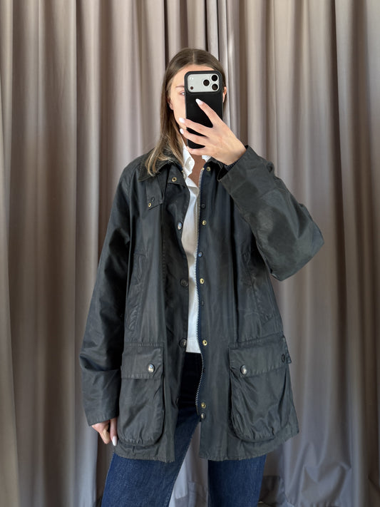 Giacca vintage Barbour Bedale con interno e spilla tg M