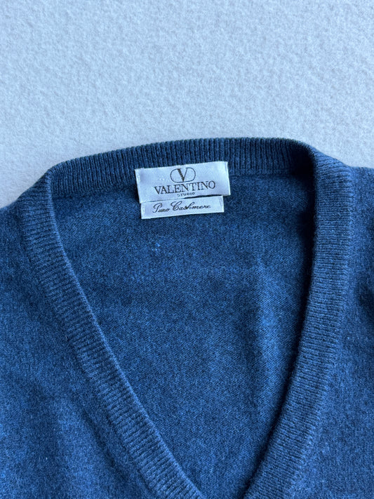 Maglia vintage Valentino cashmere blu tg XL+