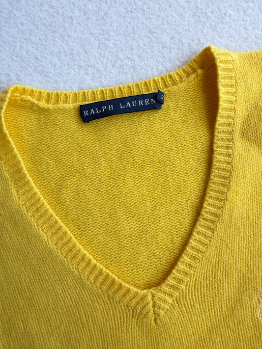 Maglia vintage Ralph Lauren cashmere lana giallo tg S