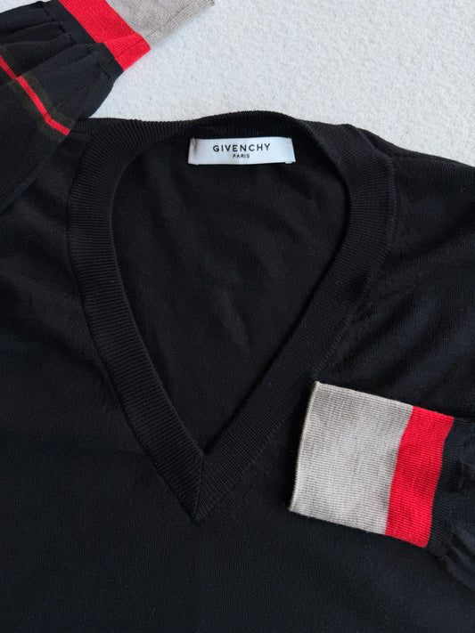 Maglia vintage Givenchy in lana nero con bande tg XS+