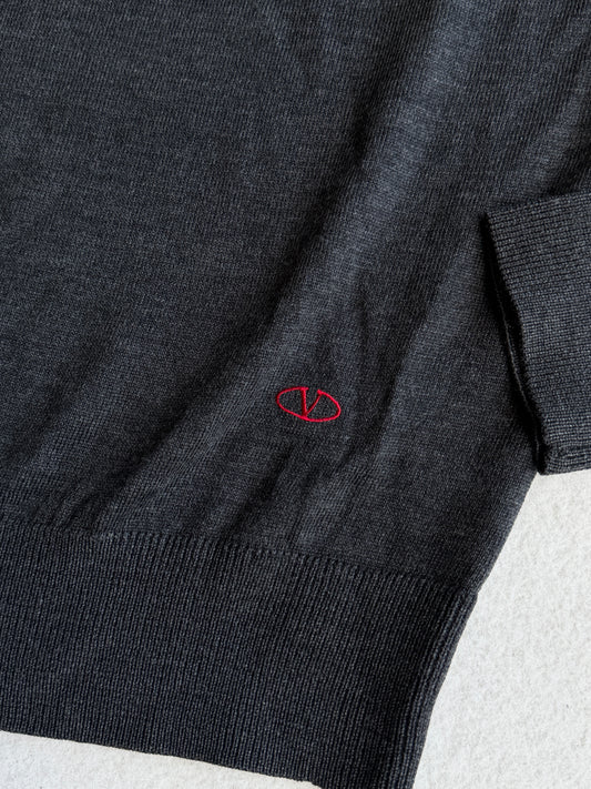 Maglia vintage Valentino grigio logo rosso lana tg L/XL