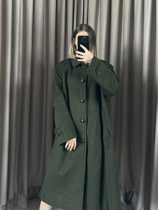 Cappotto vintage loden alpaca verde tg 48