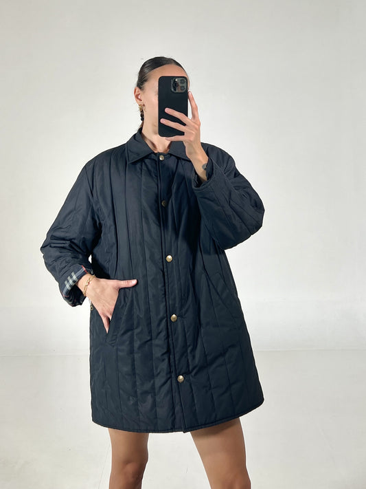 Giacca vintage Burberry trapunta blu tg 44