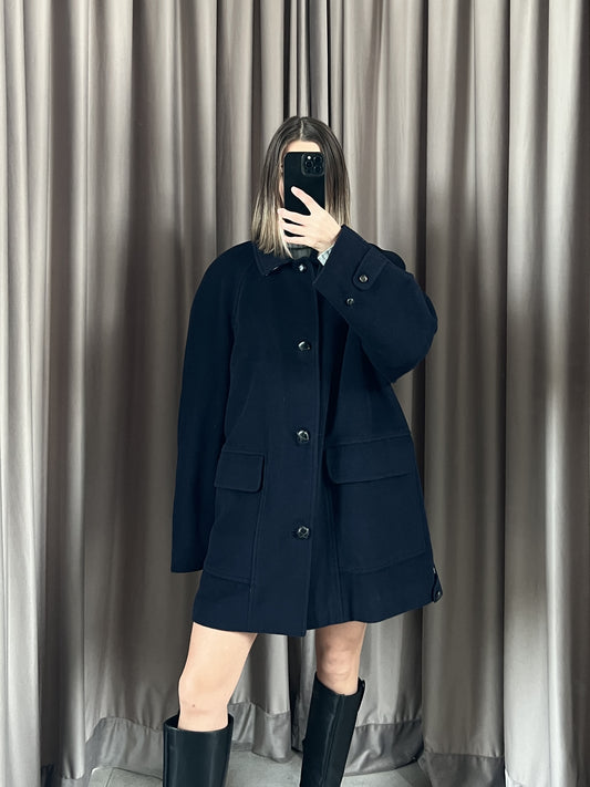 Cappotto vintage Burberry blu lana tg XL