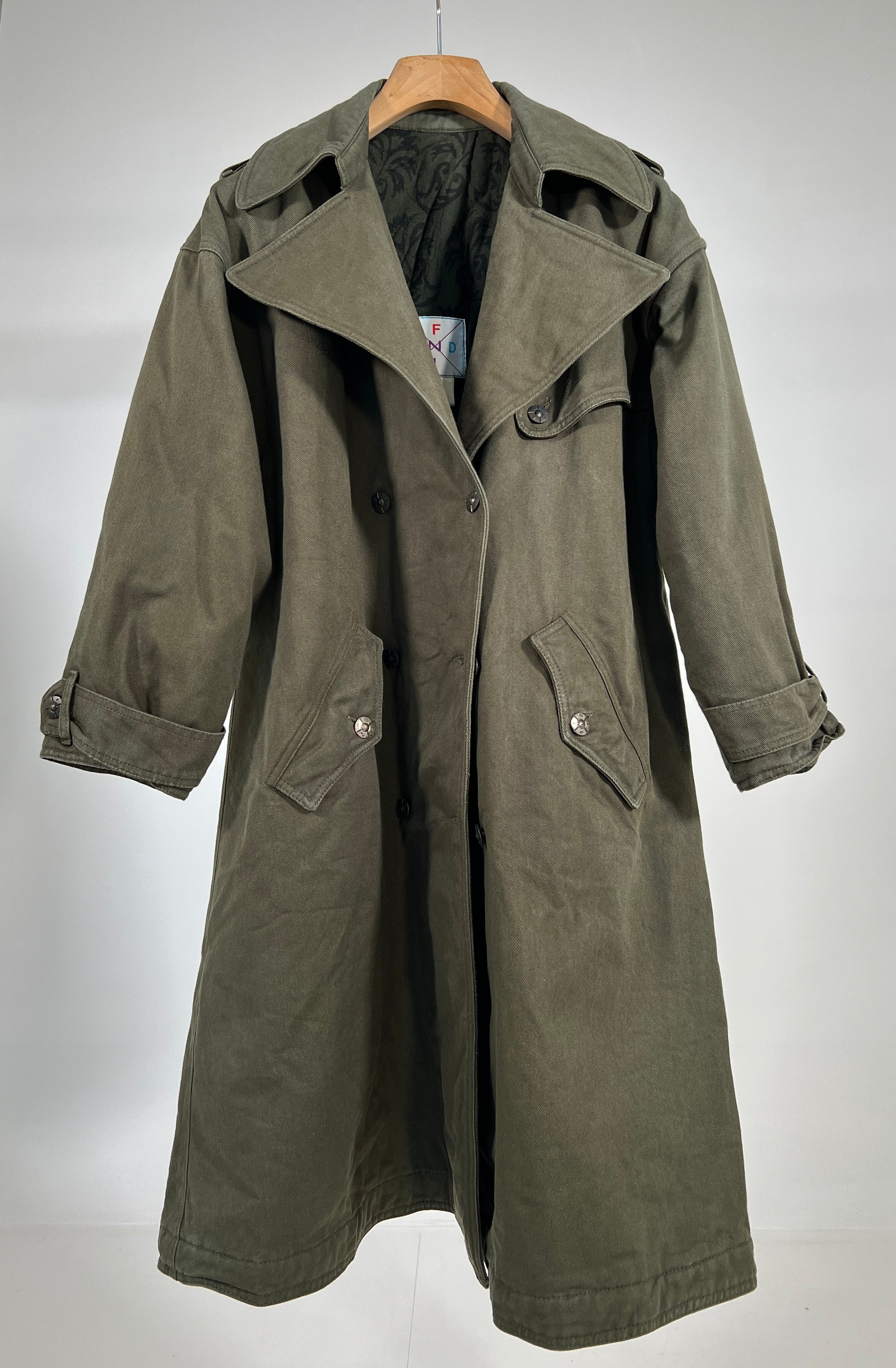 Trench vintage Fendi denim verde tg 42