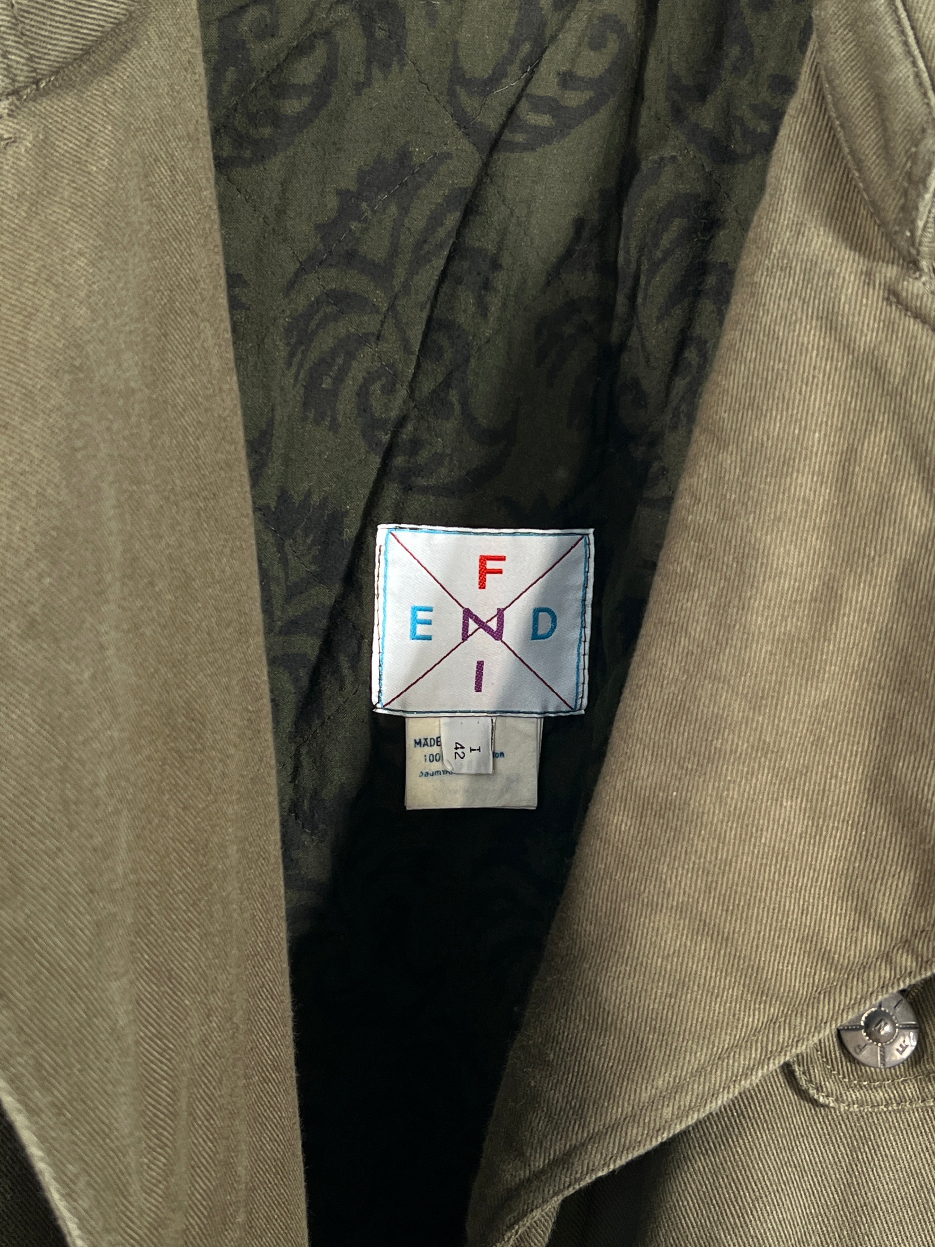 Trench vintage Fendi denim verde tg 42