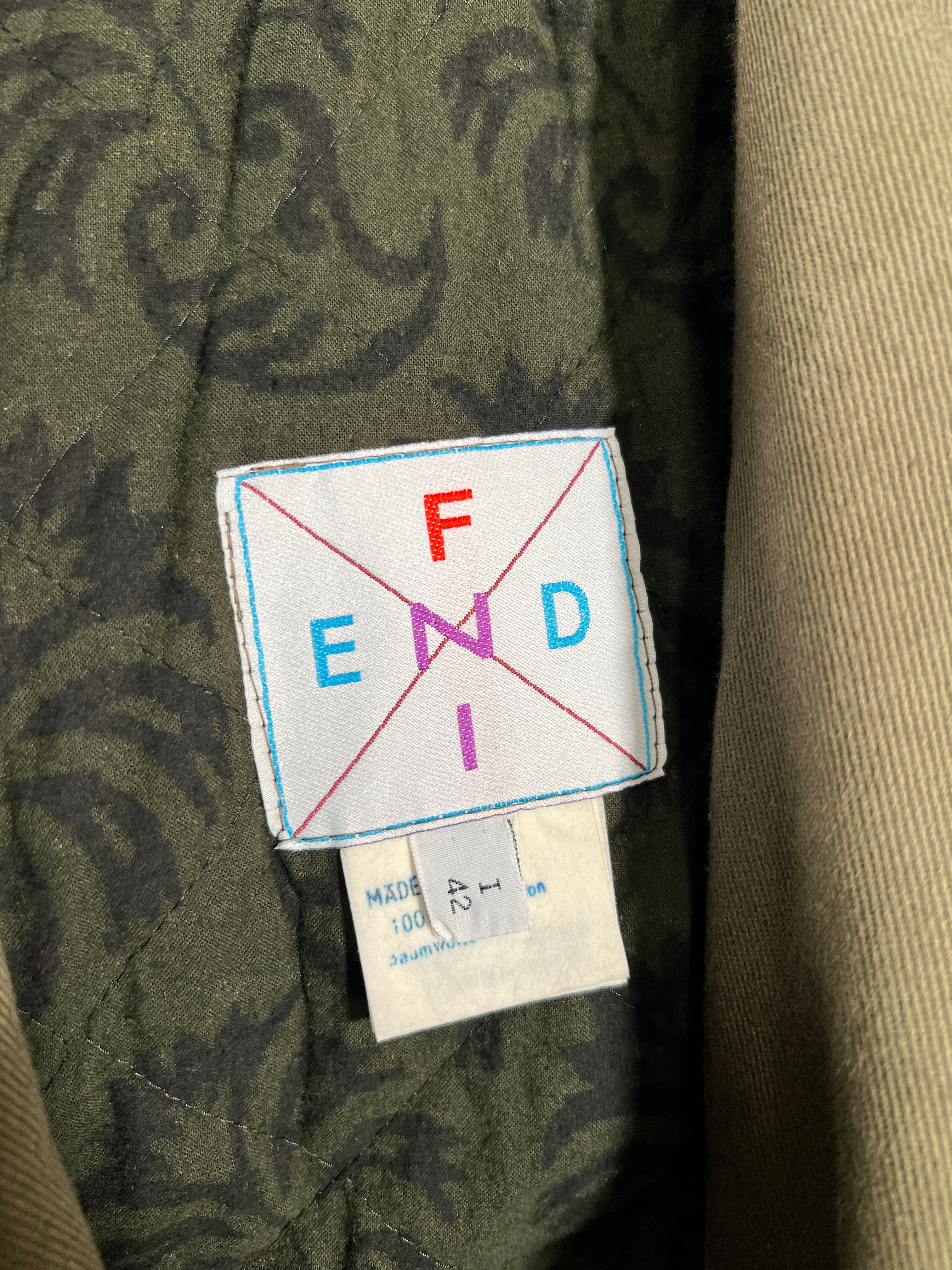 Trench vintage Fendi denim verde tg 42