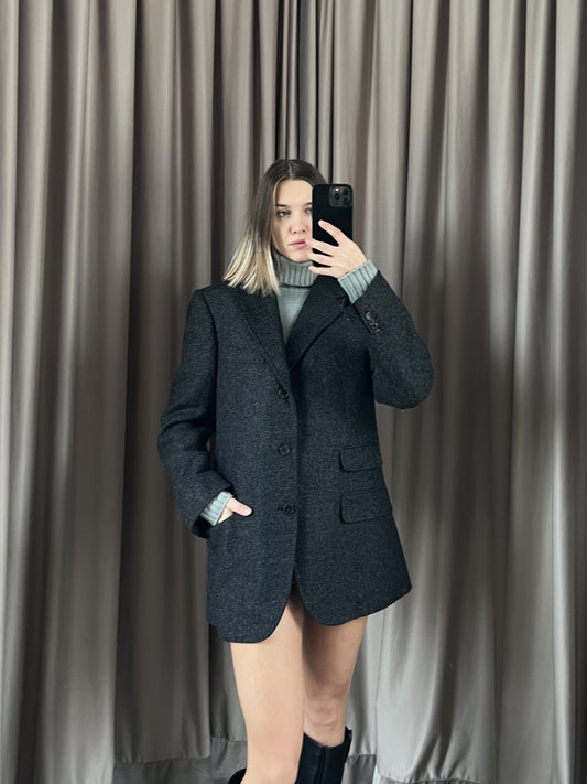 Blazer vintage Burberry grigio lana/cashmere tg 48