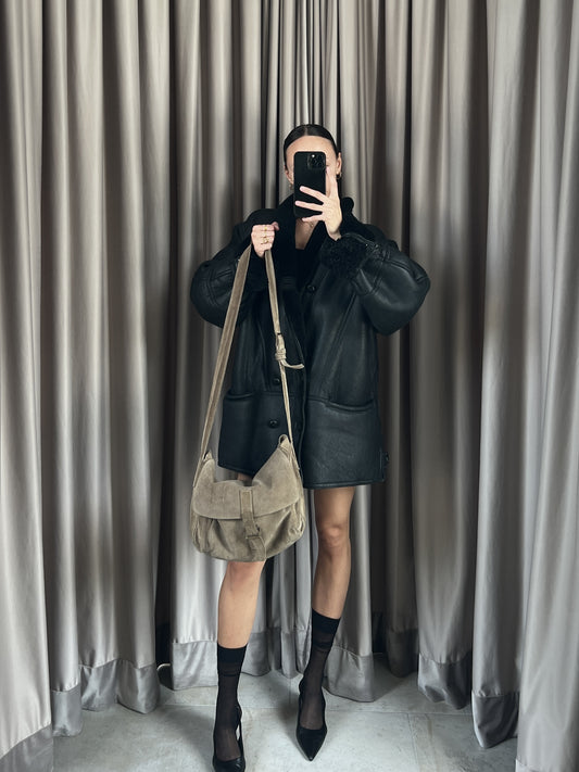 Borsa vintage Prada scamosciata marrone