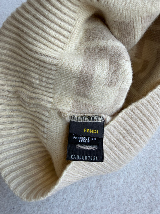 Cappello vintage Fendi lana monogram chiaro