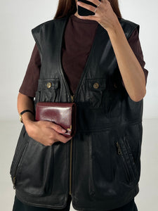 Gilet vintage in pelle nero tg XL