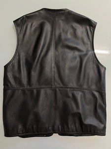 Gilet vintage in pelle nero tg XL