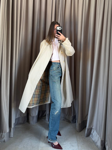 Trench vintage Burberry cotone beige tg M