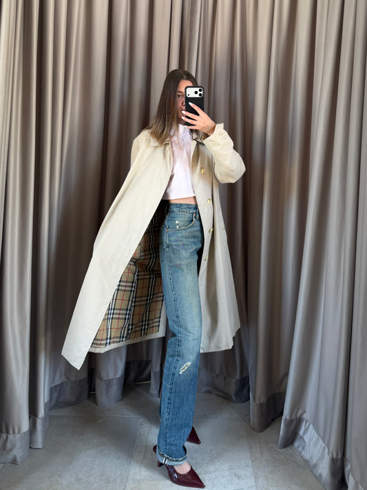 Trench vintage Burberry cotone beige tg M