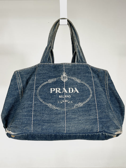 Borsa vintage Prada denim blu