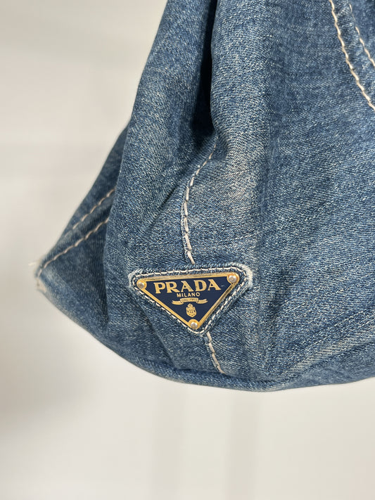 Borsa vintage Prada denim blu