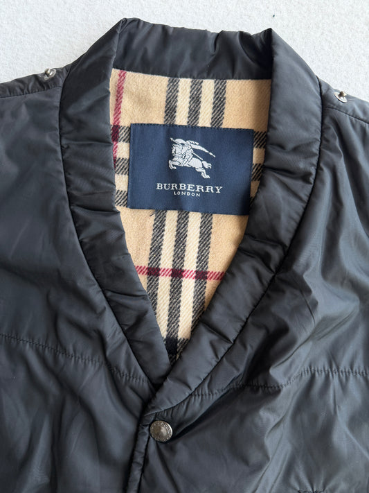 Gilet vintage Burberry nero interno tartan tg L