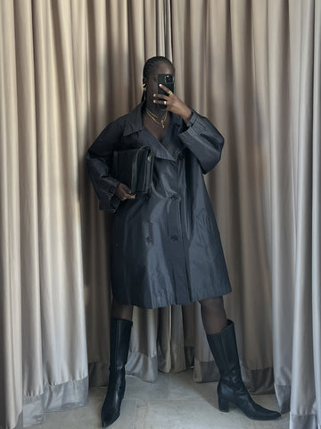 Trench vintage Valentino seta blu doppiopetto tg L