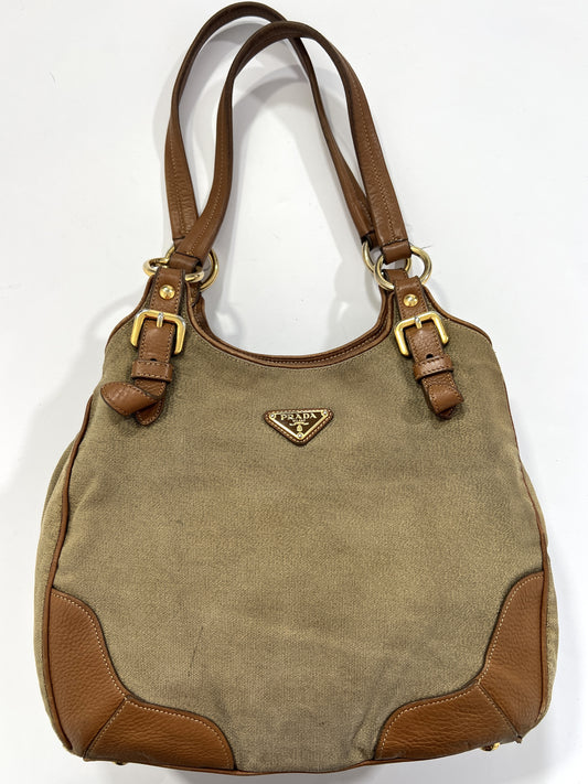 Borsa vintage Prada pelle/tela a mano/spalla
