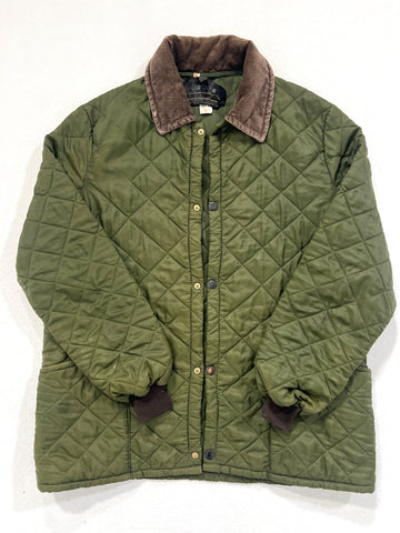 Giacca vintage Barbour in trapunta verde tg L