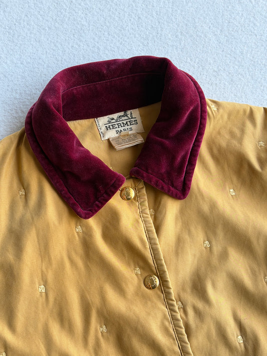 Giacca vintage Hermes oro collo bordeaux tg 38