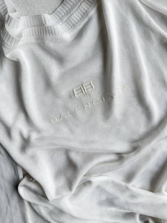Maglia vintage Balenciaga bianco logo tg M