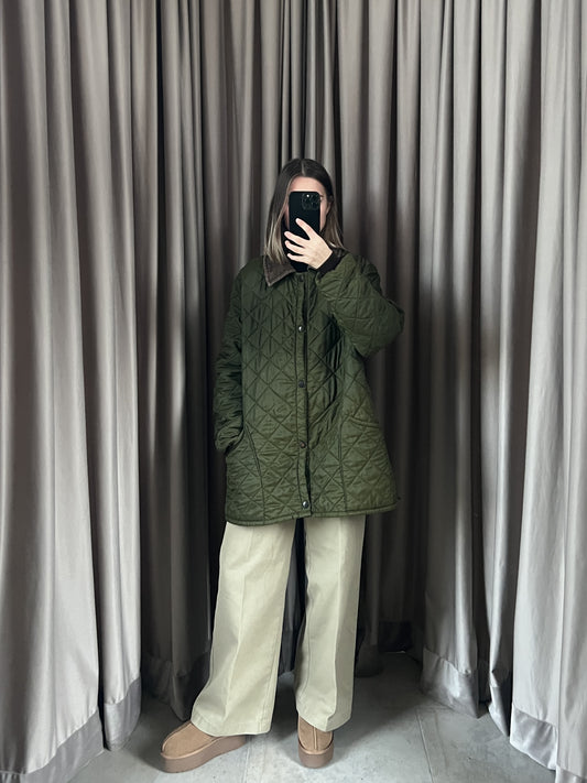 Giacca vintage Barbour in trapunta verde tg L