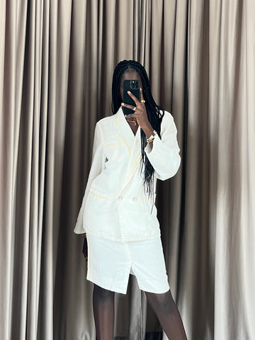 Tailleur vintage Versace in lino bianco tg 42