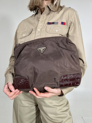 Borsa vintage Prada marrone nylon