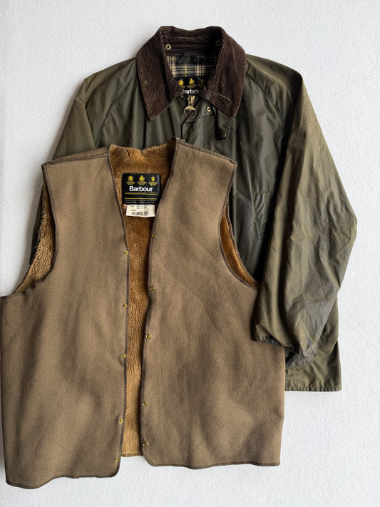 Giacca vintage Barbour Bedale verde con interno tg L