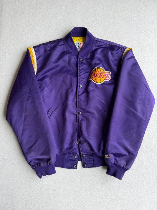 Giacca vintage dei Lakers Bomber in raso viola NBA tg XL