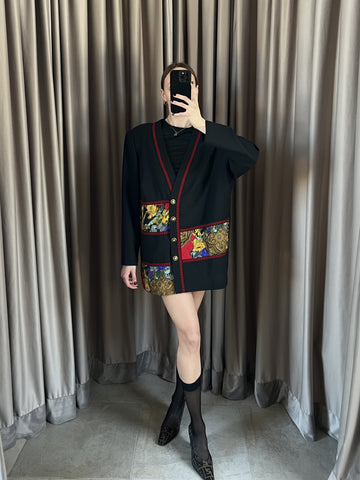 Blazer vintage Versace nero fantasia tg L