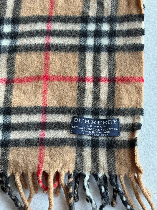 Sciarpa vintage Burberry lana/cashmere fantasia tartan