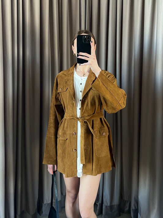 Giacca vintage Suede con cintura tg 42