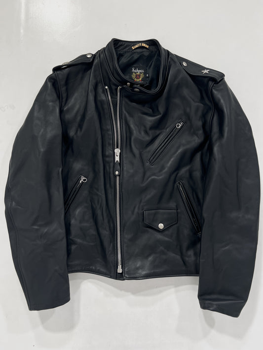 Giacca vintage Schott in pelle nero tg 48