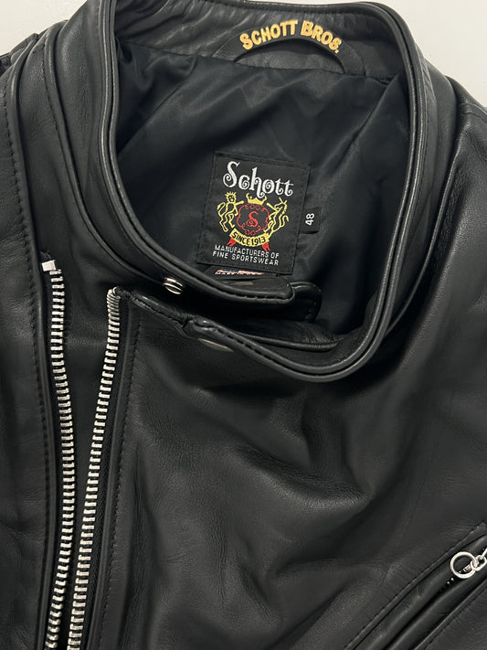 Giacca vintage Schott in pelle nero tg 48