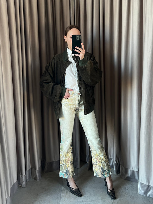 Giacca vintage YSL suede verde tg L