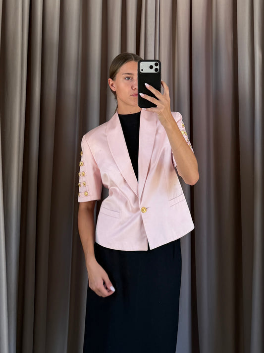 Blazer vintage Versace rosa bottoni oro tg 44