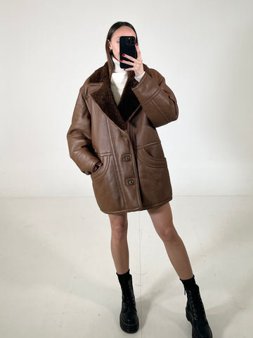 Montone vintage shearling marrone tg M/L