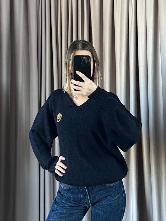 Maglia vintage Burberry lana merino blu tg M