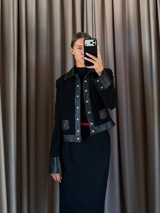 Blazer vintage Dolce & Gabbana lana e pelle tg 42
