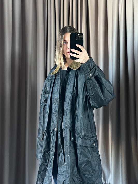 Giacca vintage Burberry antracite cerata tg 48