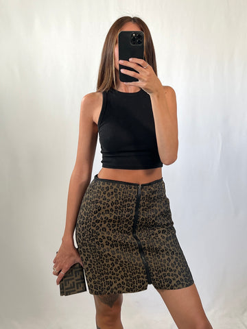 Mini gonna vintage Fendi leopardo tg S