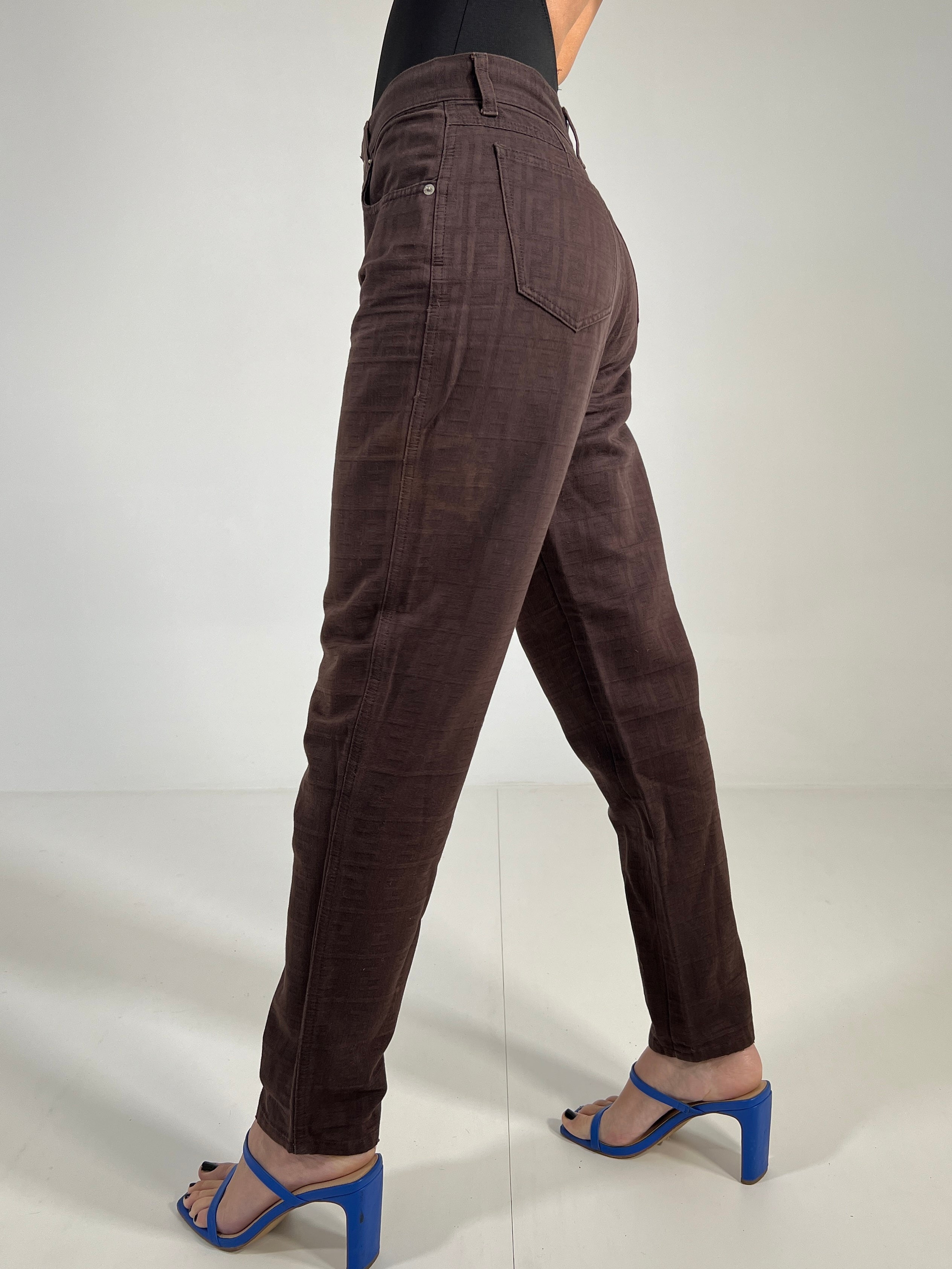 Pantaloni vintage Fendi monogram marrone tg 44