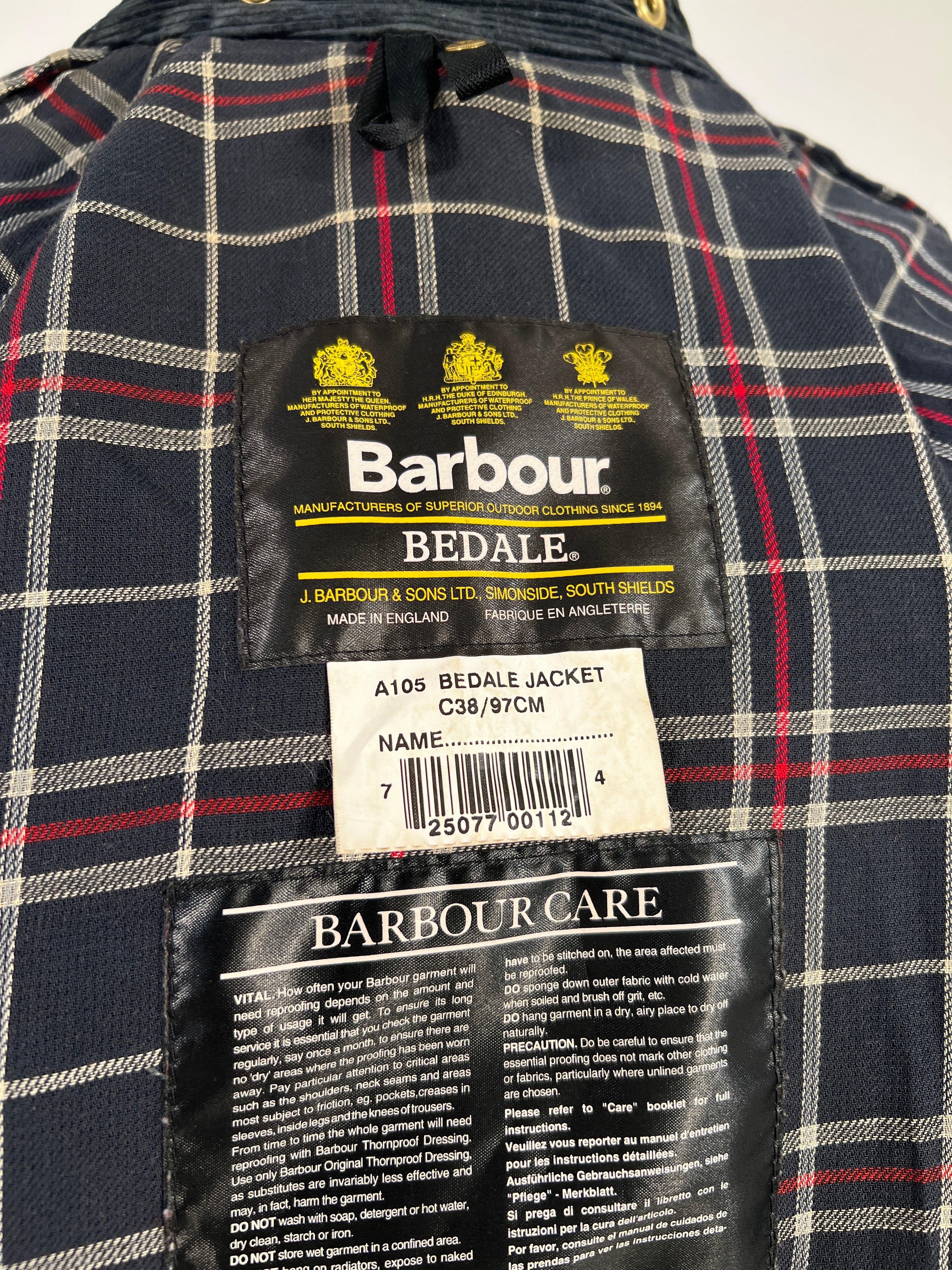 Giacca vintage Barbour Bedale blu tg S