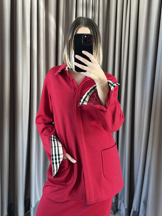 Tailleur vintage Burberry rosso lana tg M