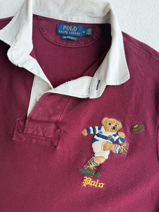 Polo vintage Ralph Lauren bordeaux orso tg M