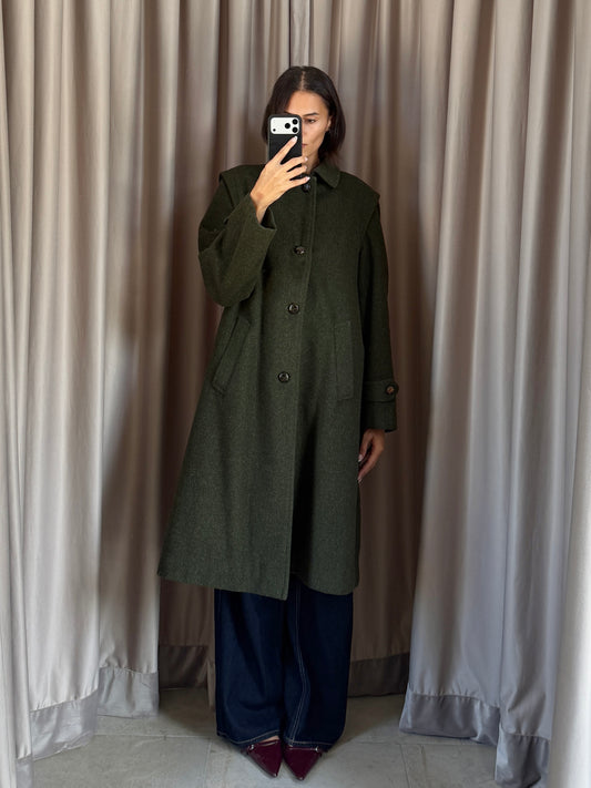 Cappotto Loden vintage verde lana / mohair tg M/L