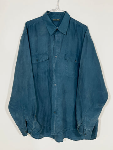 Camicia vintage in seta blu tg M