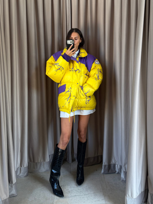 Giacca vintage Moncler Grenoble giallo/viola logo tg 3